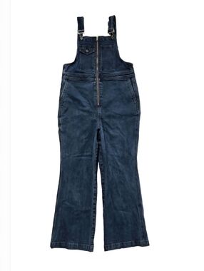 Madewell Denim Overalls Women's Size 16 Wide Leg Zip Front Black Jeans